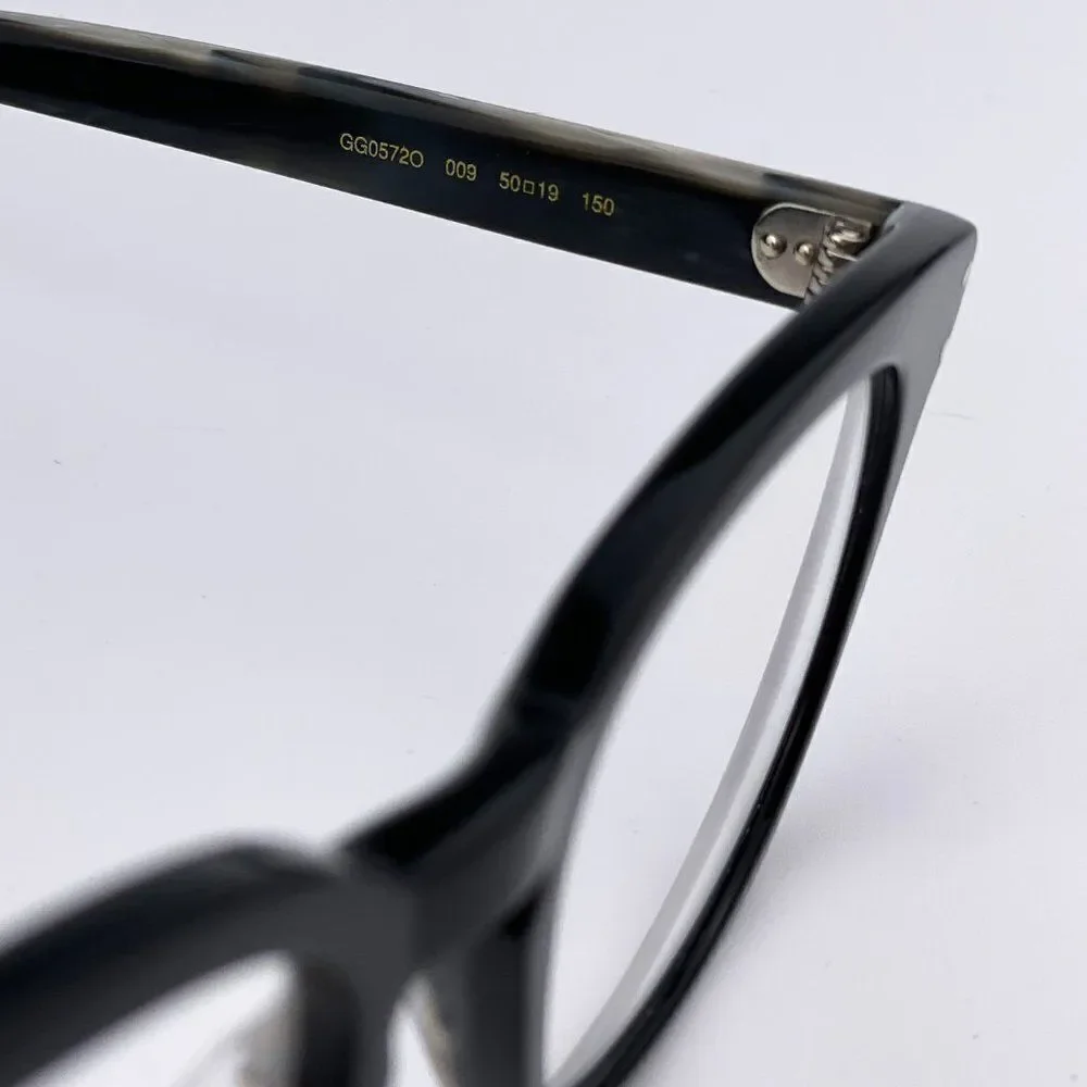 SALE! NEW GUCCI LOGO GG0572O 009 Black Gray Square Unisex Eyeglasses